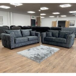 Sevilla Fabric 3+2 Seater Sofa Set In Charcoal Black