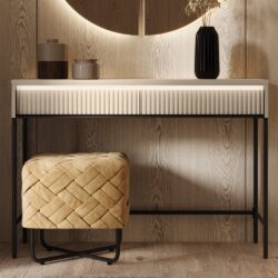 Trier Wooden Dressing Table With 2 Drawers In Beige And LED