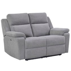 Tyrone Fabric Electric Recliner 2 Seater Sofa In Stone