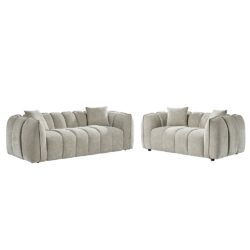Ventura Fabric 3+2 Seater Sofa Set In Beige
