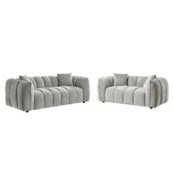 Ventura Fabric 3+2 Seater Sofa Set In Grey
