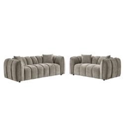 Ventura Fabric 3+2 Seater Sofa Set In Mocha