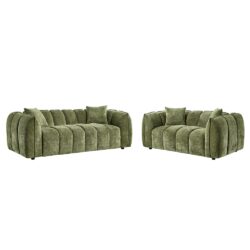 Ventura Fabric 3+2 Seater Sofa Set In Olive
