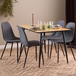 Waldorf Wooden Dining Table With 4 Casey Grey Chairs In Wild Oak