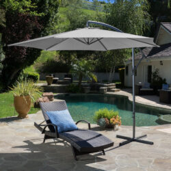 3M Sun Parasol Hanging Banana Umbrella Light Grey Outdoor Sun Shade