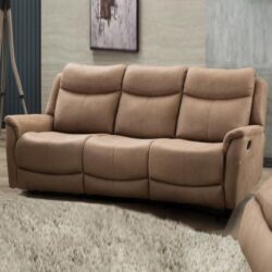 Arizones Fabric Recliner 3 Seater Sofa In Caramel