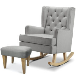 BabyLo Soothe Easy Nursing Chair & Rocker with Stool, Grey