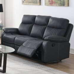 Barrie Fabric Recliner 3 Seater Sofa In Dark Grey Match