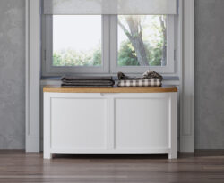 Bradwell Oak and Signal White Painted Blanket Box