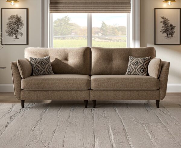 Capri Brown Fabric 4 Seater Sofa