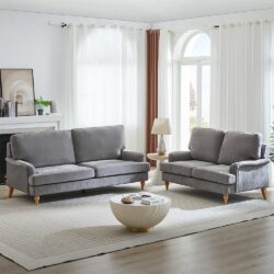 Hampshire Fabric 3+2 Seater Sofa Set In Grey