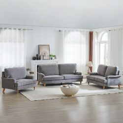 Hampshire Fabric 3+2+1 Seater Sofa Set In Grey