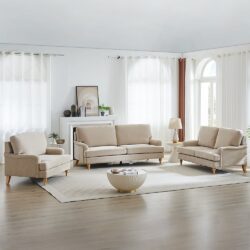 Hampshire Fabric 3+2+1 Seater Sofa Set In Stone