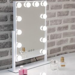 Haslet Small Swivel Dressing Mirror With White High Gloss Frame