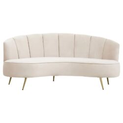 Hockley Velvet 3 Seater Sofa In Beige