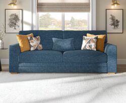 Jasper Blue Chenille Fabric 4 Seater Sofa