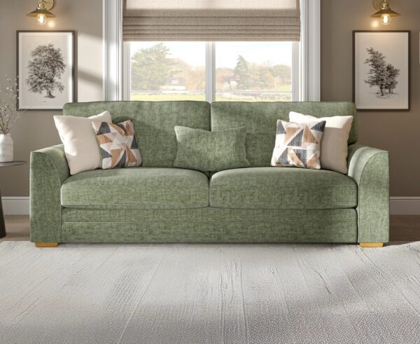 Jasper Green Chenille Fabric 4 Seater Sofa