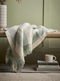 Luxe Stripe Wool Throw - Eucalyptus