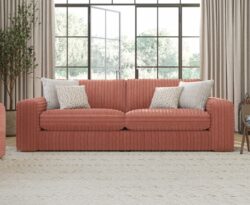 Milan Foxy Orange Fabric 4 Seater Sofa
