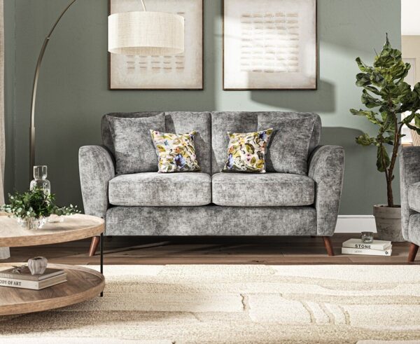 Naples Grey Velvet 2 Seater Sofa
