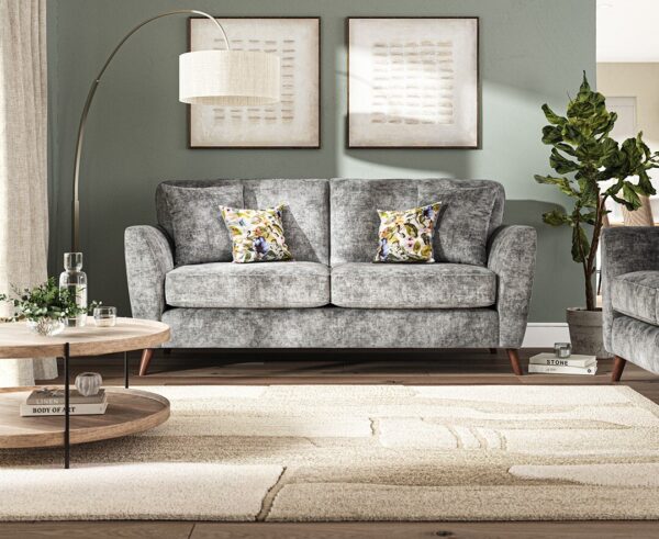 Naples Grey Velvet 3 Seater Sofa