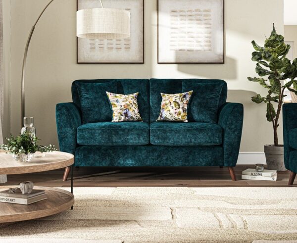 Naples Teal Velvet 2 Seater Sofa