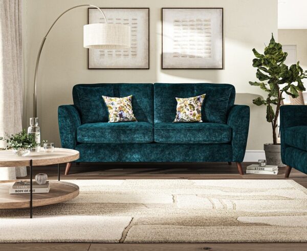 Naples Teal Velvet 3 Seater Sofa