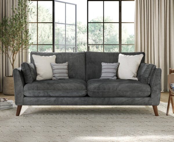 Palermo Graphite Chenille Fabric 3 Seater Sofa