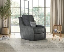 Palermo Graphite Chenille Fabric High Back Swivel Armchair