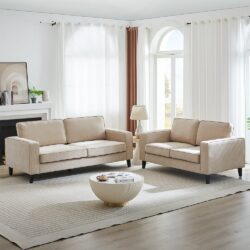 Soho Fabric 3+2 Seater Sofa Set In Stone