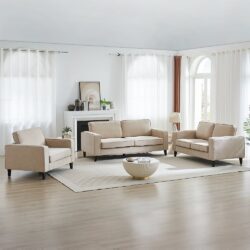 Soho Fabric 3+2+1 Seater Sofa Set In Stone