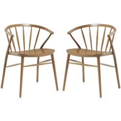 Abiquiu Antique Oak Wooden Dining Chairs In Pair