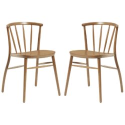 Abiquiu Antique Oak Wooden Side Dining Chairs In Pair