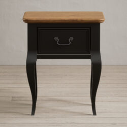 Chateau Noir Oak and Black Painted 1 Drawer Bedside Table