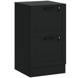 HOMCOM 2 Drawer Filing Cabinet with Lock, Office Storage Cabinet with Adjustable Hanging Bars for A4 Letter Size Files, Black