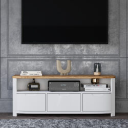 Bradwell Oak and Signal White Painted Large TV Unit