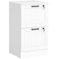 HOMCOM 2 Drawer Filing Cabinet with Lock, Office Storage Cabinet with Adjustable Hanging Bars for A4 Letter Size Files, White