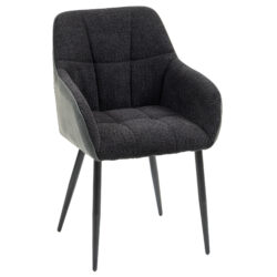 HOMCOM Accent Chair with Foot Pads, Upholstered Armchair with Chenille Fabric Front and PU Back for Living Room Bedroom, Black Aosom UK