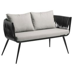 Mulvane Outdoor Rattan 2 Seater Sofa In Black And Anthracite