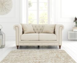 Westminster Chesterfield Ivory Linen 2 Seater Sofa