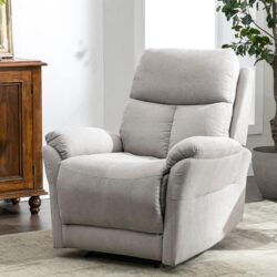 Adjustable Pull-tab Recliner with Side Storage Pocket, Padded Cushions, High-back Armchair for the Elderly, 82L x 86W x 99H cm, Gray Aosom UK