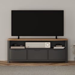 Bradwell Oak and Charcoal Painted Large TV Unit