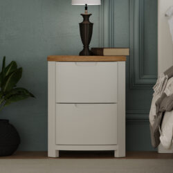 Bradwell Oak and Signal White Painted 2 Drawer Bedside Chest