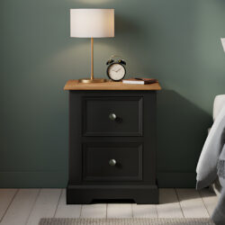 Charlton Oak and Black Painted 2 Drawer Bedside Table