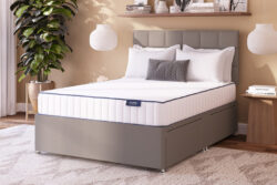 Coolflex Essentials Pocket Mattress + Premium Divan Bed, Silver, No Drawer, Single