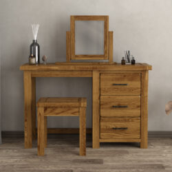 Harrogate Rustic Solid Oak 3 Drawer Dressing Table Set