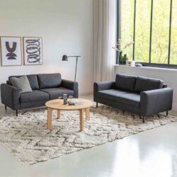 Onalaska Fabric 2+2 Seater Sofa In Basel Dark Grey