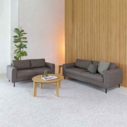 Onalaska Fabric 2+3 Seater Sofa Set In Basel Light Grey Brown