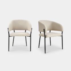Oxford Set of 2 Linen Dining Chairs - Cream