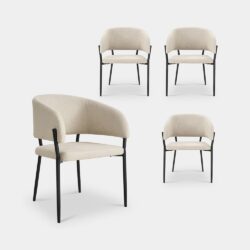 Oxford Set of 4 Linen Dining Chairs - Cream